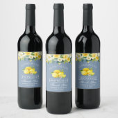 Bloemige citroenen stoffig blauwe limoncello bruil wijn etiket (Flessen)