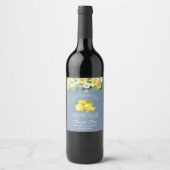 Bloemige citroenen stoffig blauwe limoncello bruil wijn etiket (Voorkant)