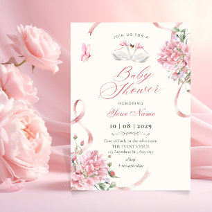 Bloemige Coquette Roze Strik Vintage baby shower Kaart
