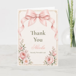 Bloemige Coquette Strik Baby Shower Bedankkaart