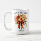 Bloemige Coquette Strik Gelukkig Verjaardag Mok vo (Links)