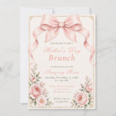 Bloemige Coquette Strik Moeder Brunch Kaart (Voorkant)