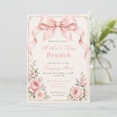 Bloemige Coquette Strik Moeder Brunch Kaart (Staand voorkant)
