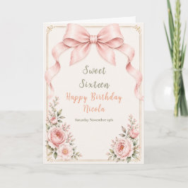 Bloemige Coquette Strik Sweet Sixteen Kaart