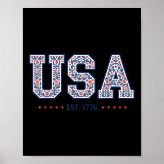 Bloemige Coquette Usa Amerika 4 juli Onafhankelijk Poster
