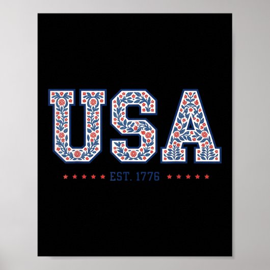 Bloemige Coquette Usa Amerika 4 juli Onafhankelijk Poster (Voorkant)