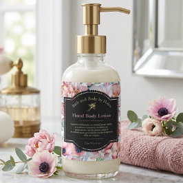 Bloemige Cosmetica Fles Label - Mauve en lila