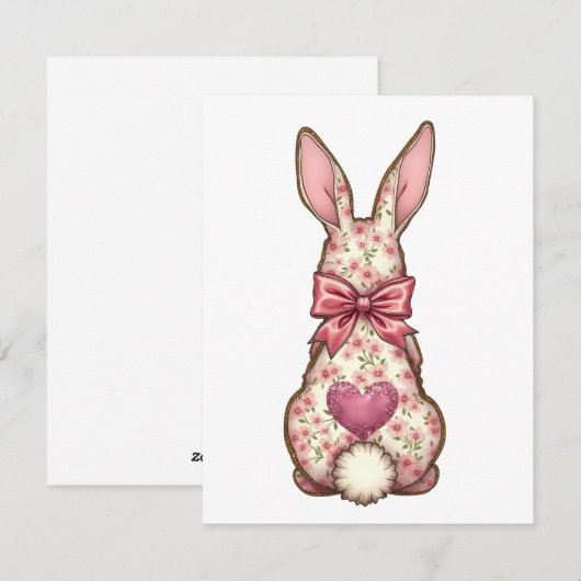 Bloemige Cottontail Konijn Coquette Strik Konijn P Feestdagenkaart (Voorkant / Achterkant)