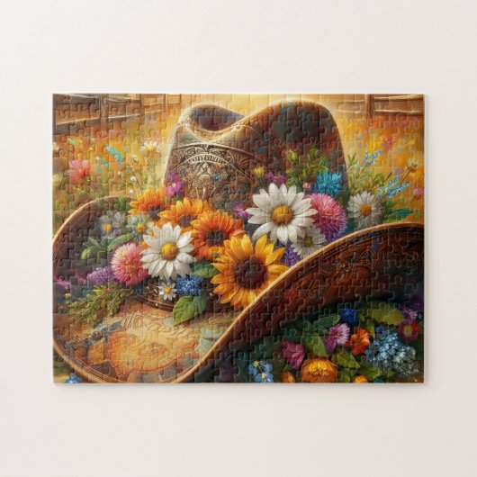Bloemige Cowboyhoed Legpuzzel (Horizontaal)