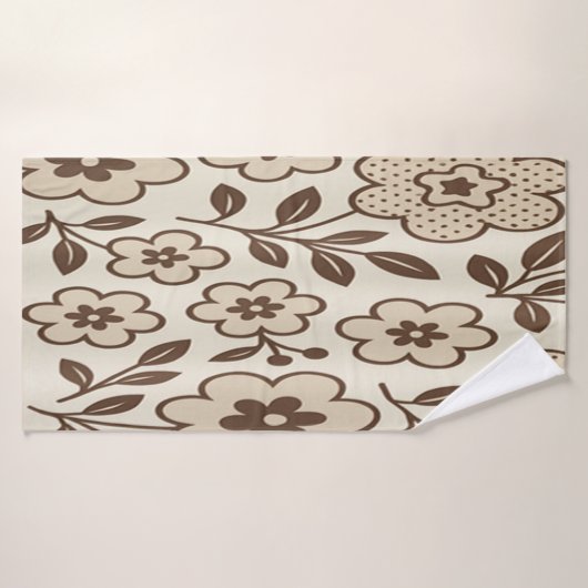 Bloemige Crème  Badhanddoek (Badhanddoek)