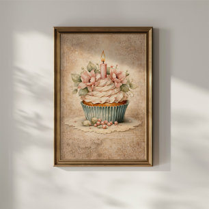 Bloemige Cupcake Poster