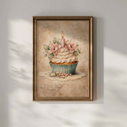 Bloemige Cupcake Poster