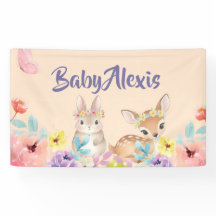 Bloemige cute dier baby shower achtergrond