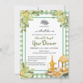 Bloemige Cute Sage Groen Gingham Ramadan Iftar Kaart (Voorkant)