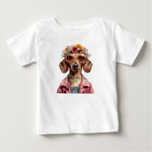 Bloemige Dachshund met Vintage Stijl