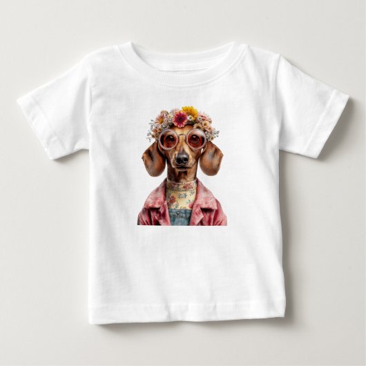 Bloemige Dachshund met Vintage Stijl (Voorkant)