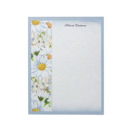 Bloemige Daisy Vintage Stofblauw Aquarel Naam  Notitieblok