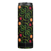 Bloemige Damast Zonnewiel Boho Zwarte Folk Art Thermosbeker (Achterkant)