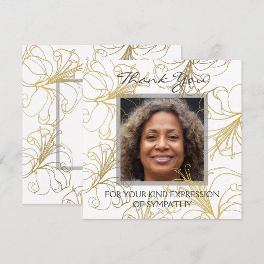 Bloemige Dank Je Elegante Gouden Lelie Aangepaste  (Voorkant / Achterkant)