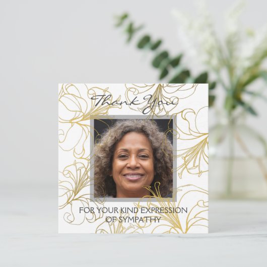 Bloemige Dank Je Elegante Gouden Lelie Aangepaste  (Staand voorkant)