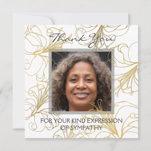 Bloemige Dank Je Elegante Gouden Lelie Aangepaste  (Voorkant)