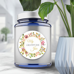 Bloemige Dank Je Wel Gratiepot voor de Zomer Tuin Ronde Sticker