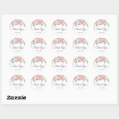 bloemige dank je wel  ronde sticker (Vel)