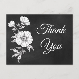 Bloemige Dankjewel Chalkboard Trouwbloem Vintage Briefkaart