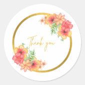 Bloemige Dankjewelstickers Ronde Sticker (Voorkant)