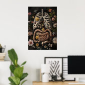 Bloemige Darm Anatomie Print, Gotisch Donker Poster (Thuiskantoor)