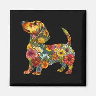 Bloemige Daschund Schattige Huisdier Hond Dierenli Magneet