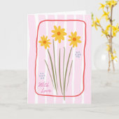 Bloemige Denk Aan Jou Roze Candy Streep Narcis Kaart (Gele Bloem)