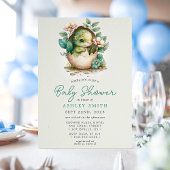 Bloemige Dinosaur Ei Baby Shower Kaart