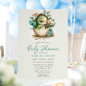Bloemige Dinosaur Ei Baby Shower Kaart