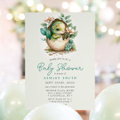 Bloemige Dinosaur Ei Baby Shower Kaart