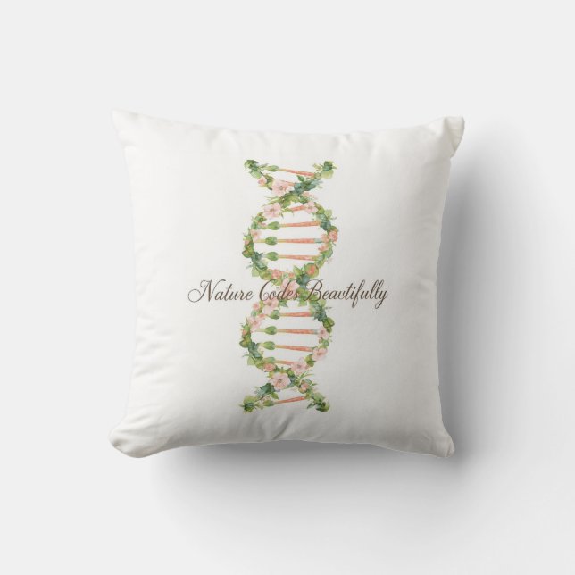 Bloemige DNA-helix watercolor kunst Kussen (Voorkant)