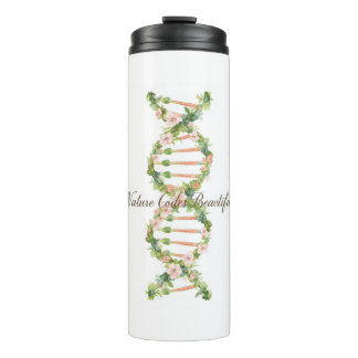 Bloemige DNA-helix watercolor kunst Thermosbeker