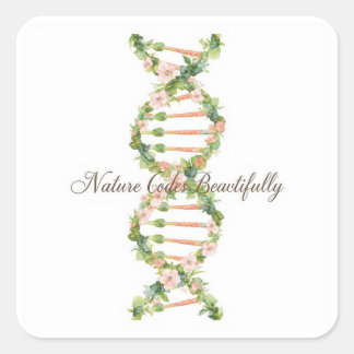 Bloemige DNA-helix watercolor kunst Vierkante Sticker