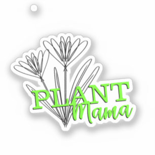 Bloemige Doodle Hand Getekende Plant Mama Neon Sticker