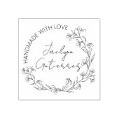 Bloemige Doodle Handgemaakt Met Liefde Rubberstempel (Afrduk)