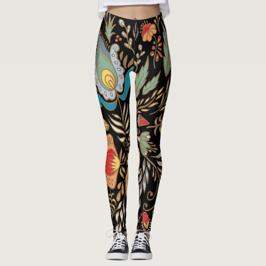 bloemige doodle: oosters design. leggings (Voorkant)