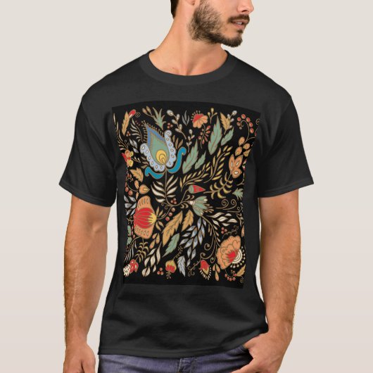 bloemige doodle: oosters design. t-shirt (Voorkant)