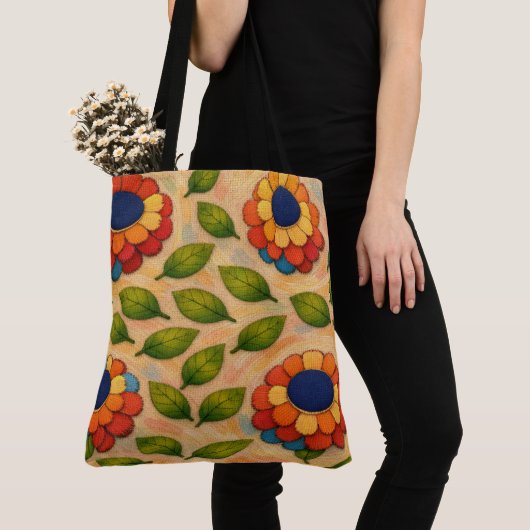 Bloemige Draaikolk Tote Bag (Dichtbij)