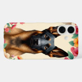 Bloemige Duitse Herdersportret Elegantie Case-Mate iPhone Case (Achterkant (horizontaal))