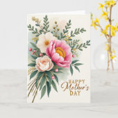 Bloemige Edelsteen Moederdag Wenskaart Kaart (Gele Bloem)