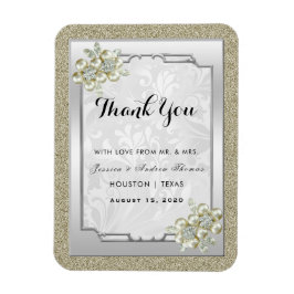 Bloemige Edelsteen Zilveren Lijst, Gouden & Zilver Magneet