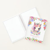 Bloemige Eenhoorn Cute Meisjes Aangepaste Naam Kin Notitieboek (Binnen)