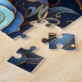 Bloemige Eenhoorn Nacht Fantasie Legpuzzel (Zijkant)