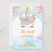 Bloemige Eenhoorn Uitnodiging (Voorkant)