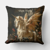 Bloemige Eenhoorn Vleugels in een Bloemige Bosfee Kussen (Voorkant)
